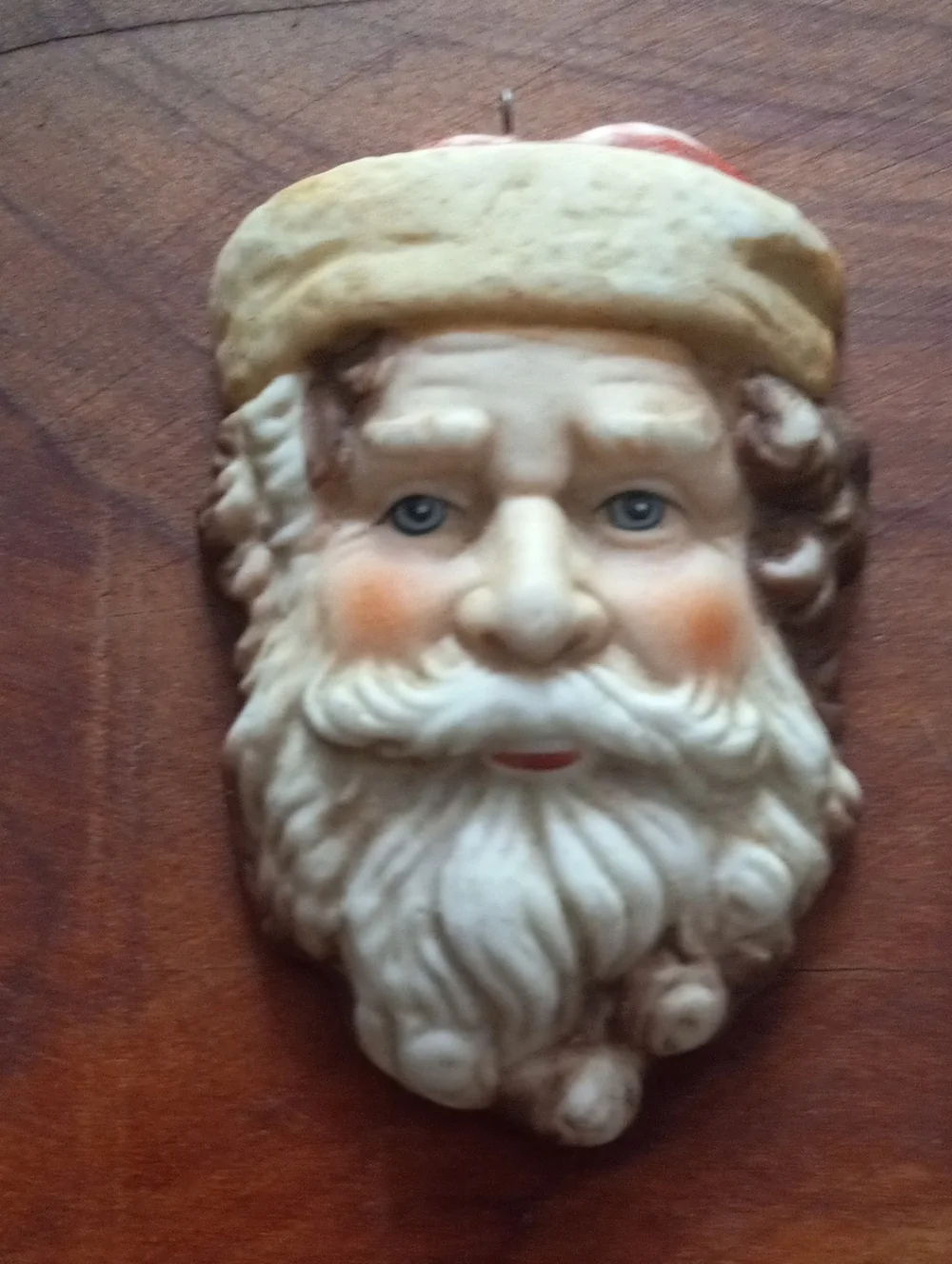 1986 Enesco Porcelain Old World Santa Claus Face Head Christmas Ornament